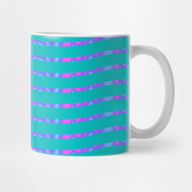 Wavy Lines Rainbow on Teal by ArtticArlo